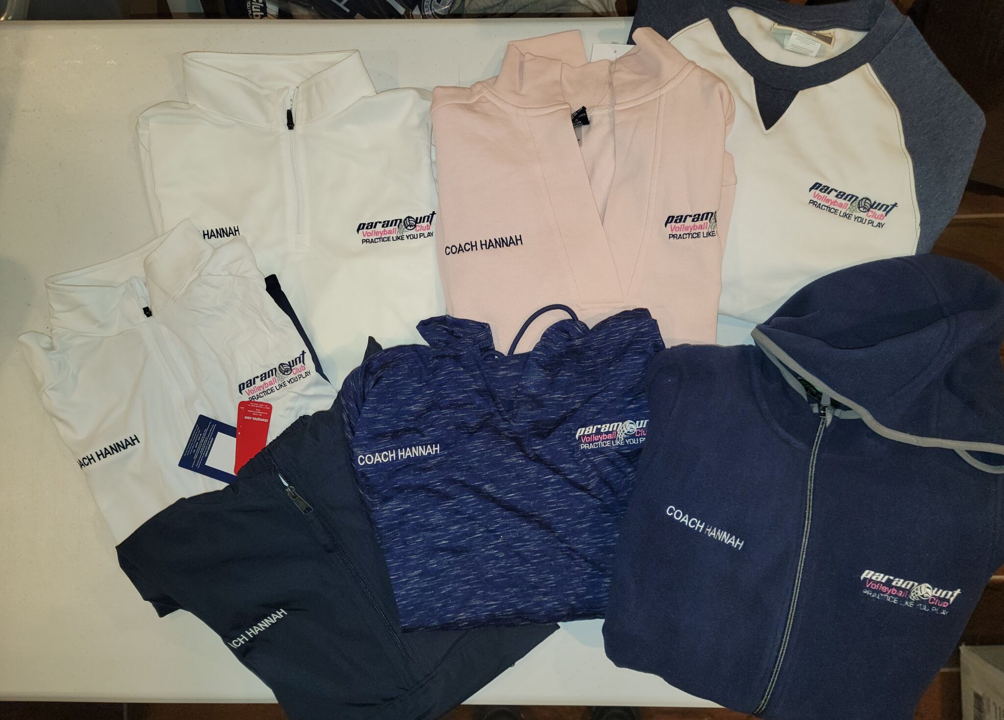 Custom embroidered team apparel for Paramount Volleyball Club in Maryland