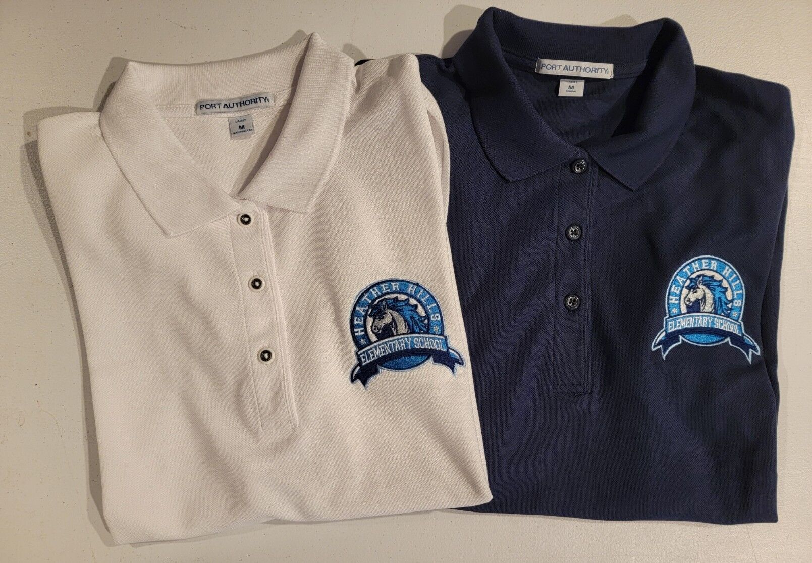 Custom embroidered polos for Heather Hills Elementary School