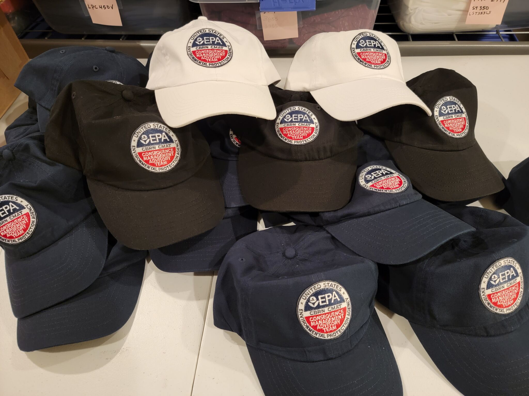 Custom embroidered caps for the U.S. EPA CBRN CMAT team