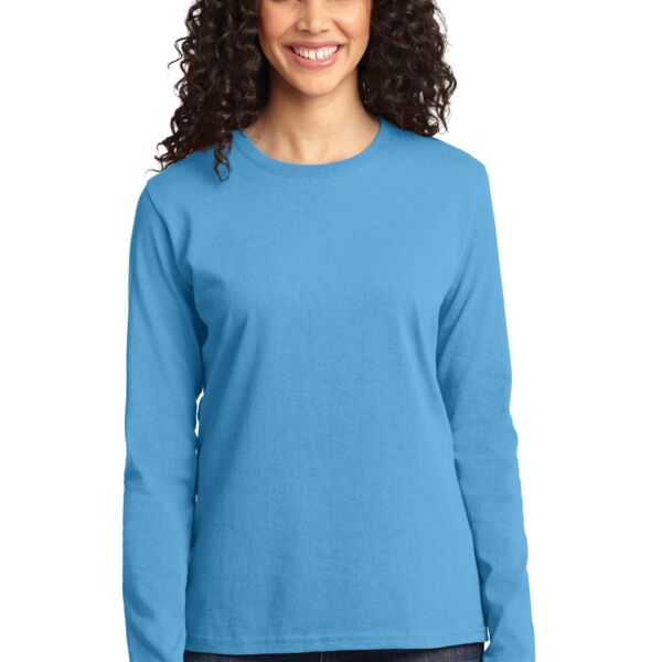 Ladies Long Sleeve Core Cotton Tee-PF Thumbnail
